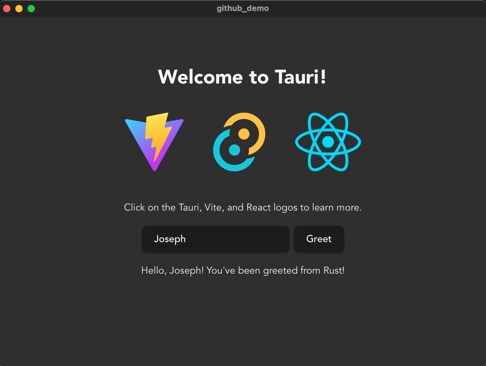 Initial Tauri application window