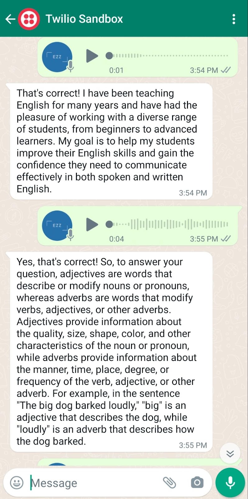 AI Voice Assistant on WhatsApp