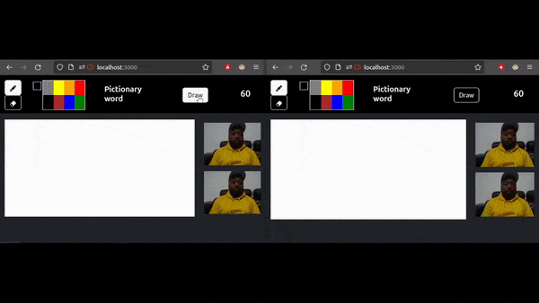 Demo of the Pictionary web app built with Twilio Video and Sync APIs