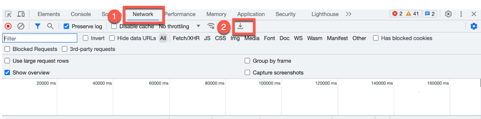 Export the HAR file from the Network tab in Chrome&#x27;s Debugger
