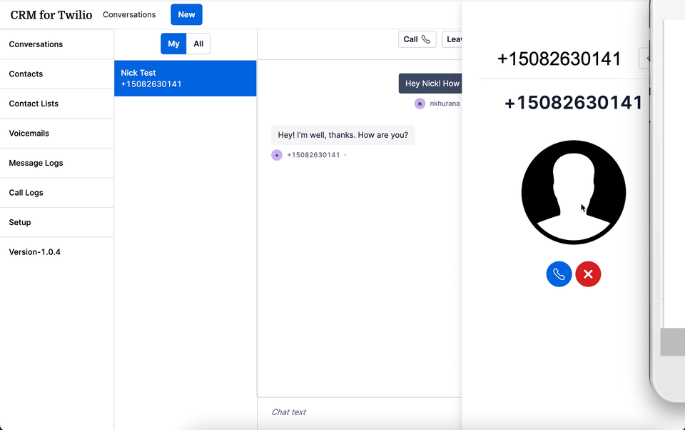 Voice calls in the browser with the CRM for Twilio Extension