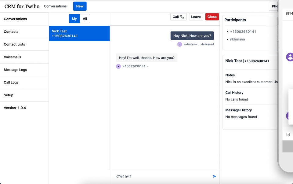 Managing voicemail in the CRM for Twilio Extension