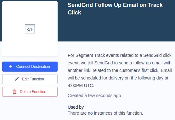 Add a destination in Segment for the follow-up email