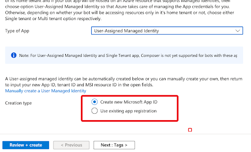 Create a new Microsoft App ID