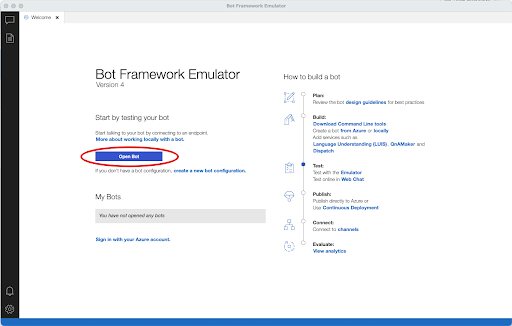 Bot Framework Emulator Welcome