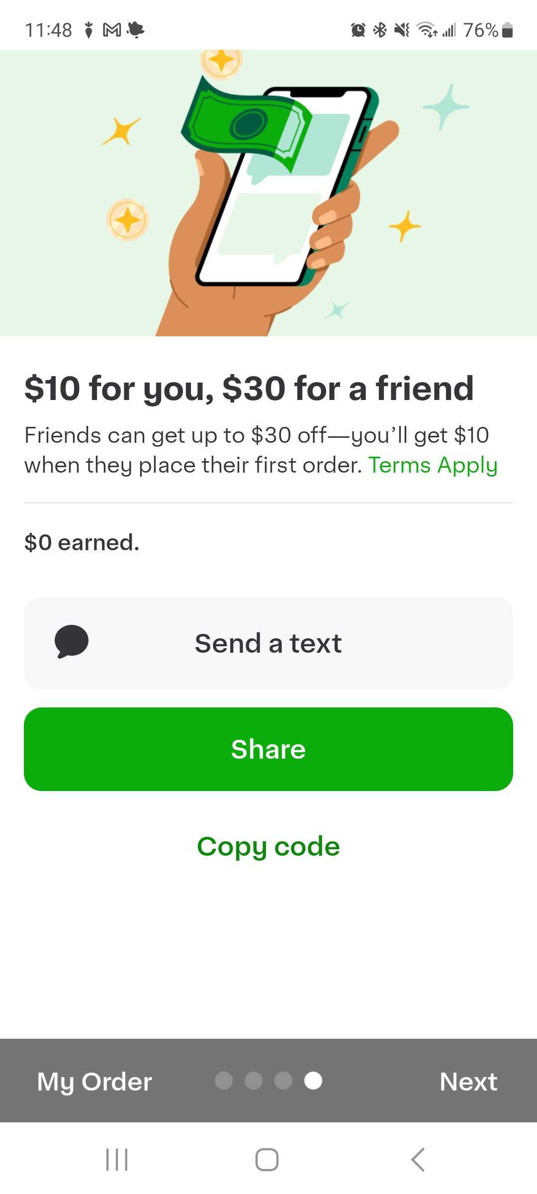 instacart in-app referral