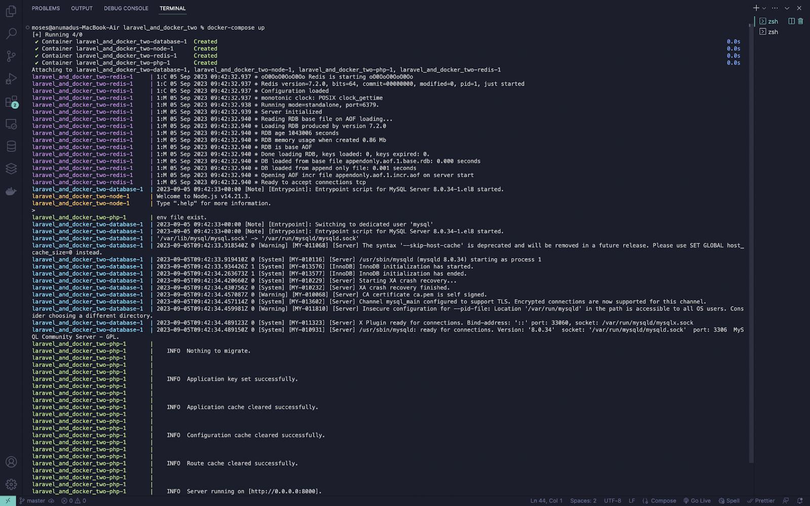 Output from running docker compose build in a terminal