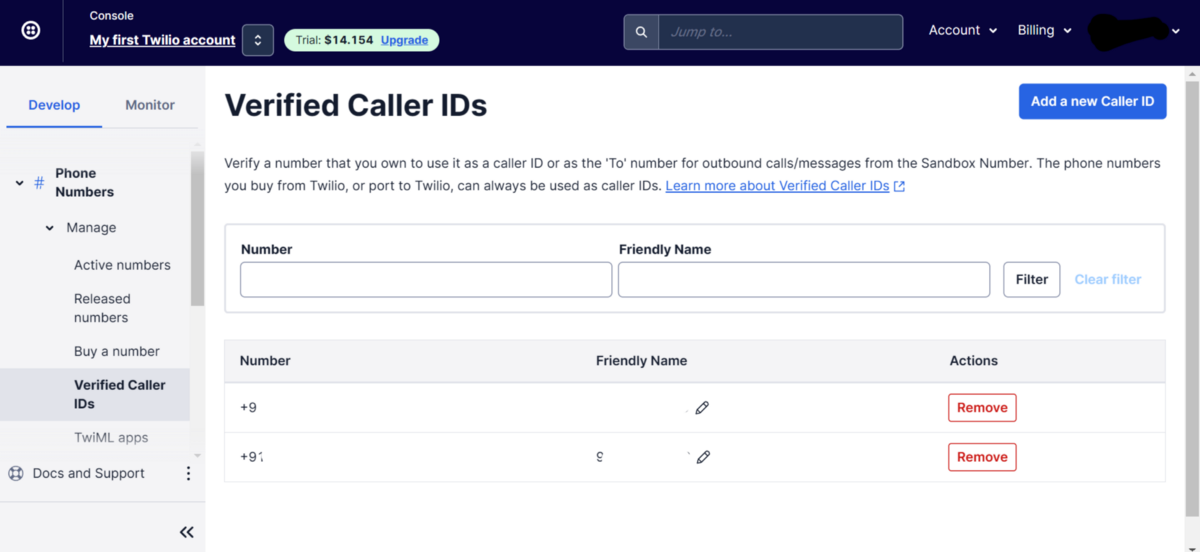 Verified Caller ID pages