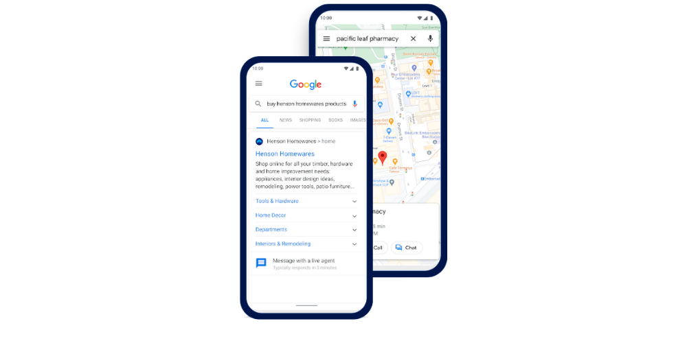 Google Search and Maps screenshot