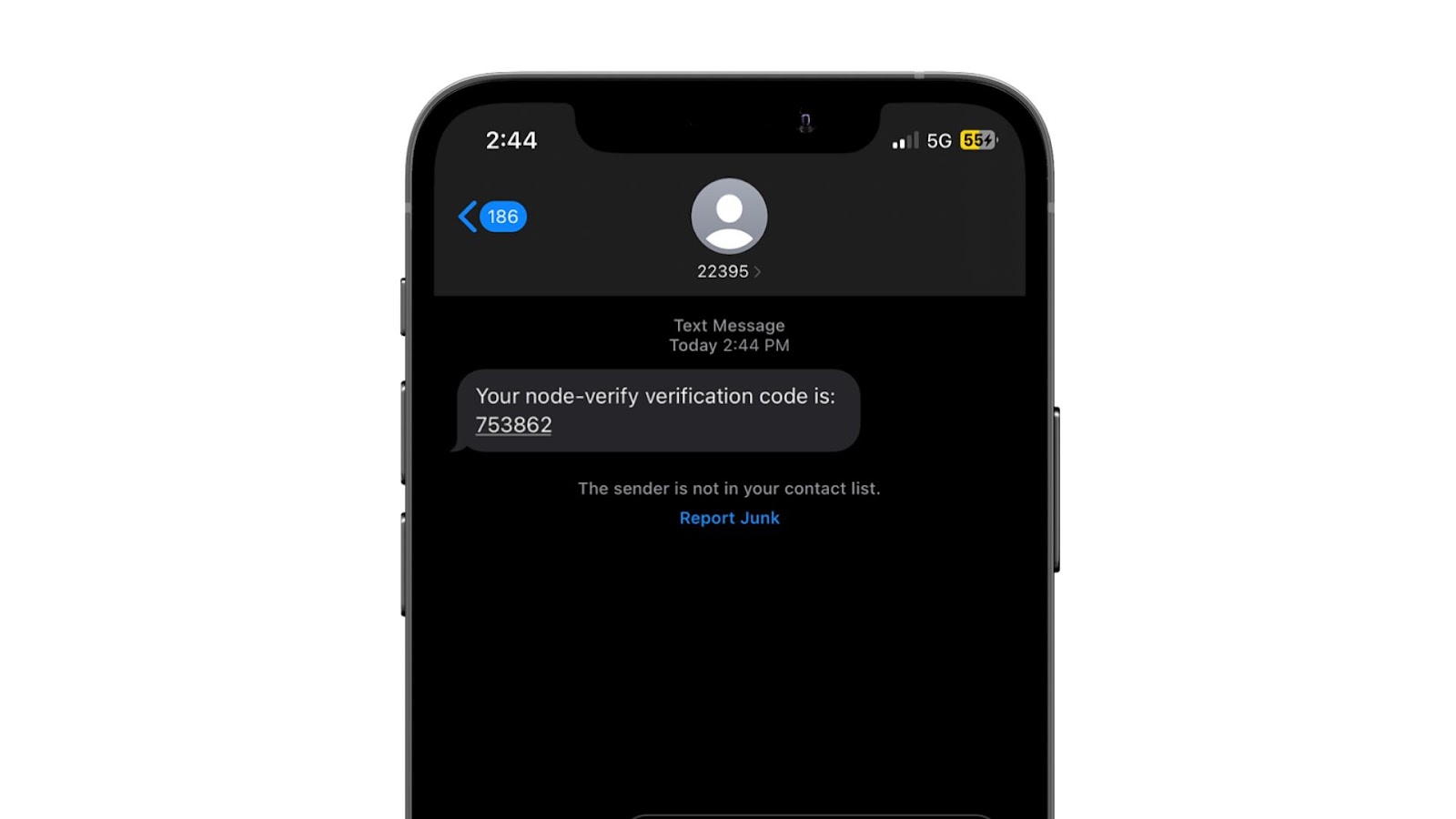 Verfication code on messages app of iPhone