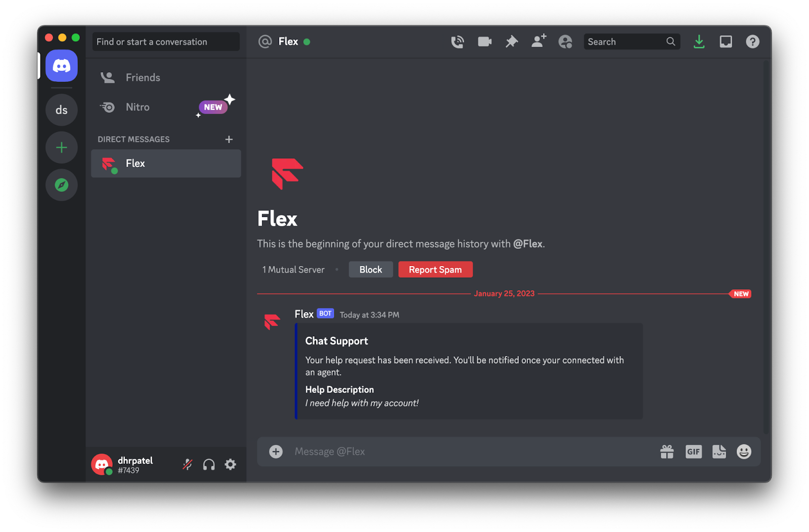 Direct messages showing a confirmation from discord bot