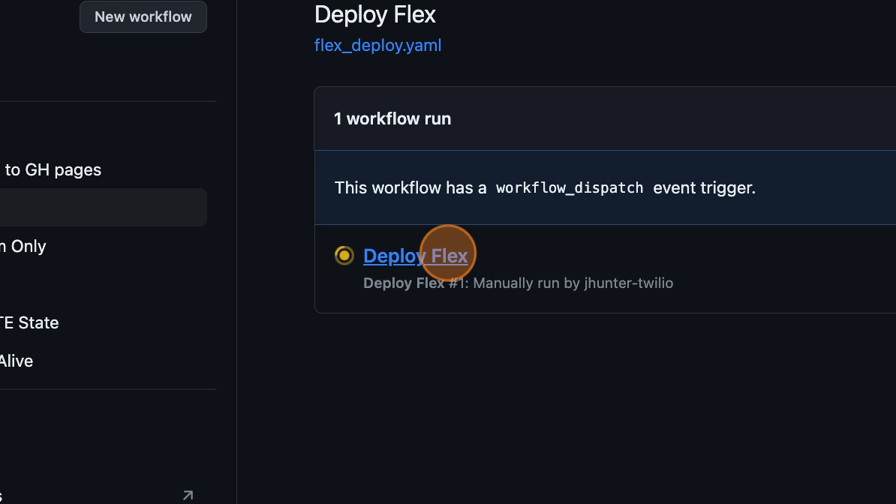 Screenshot of: Go Back to your Deploy Flex GitHub Action Script and make sure it has successfully completed