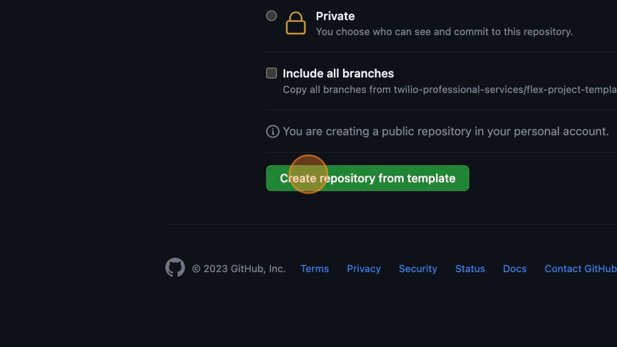 Screenshot of: Click "Create repository from template"