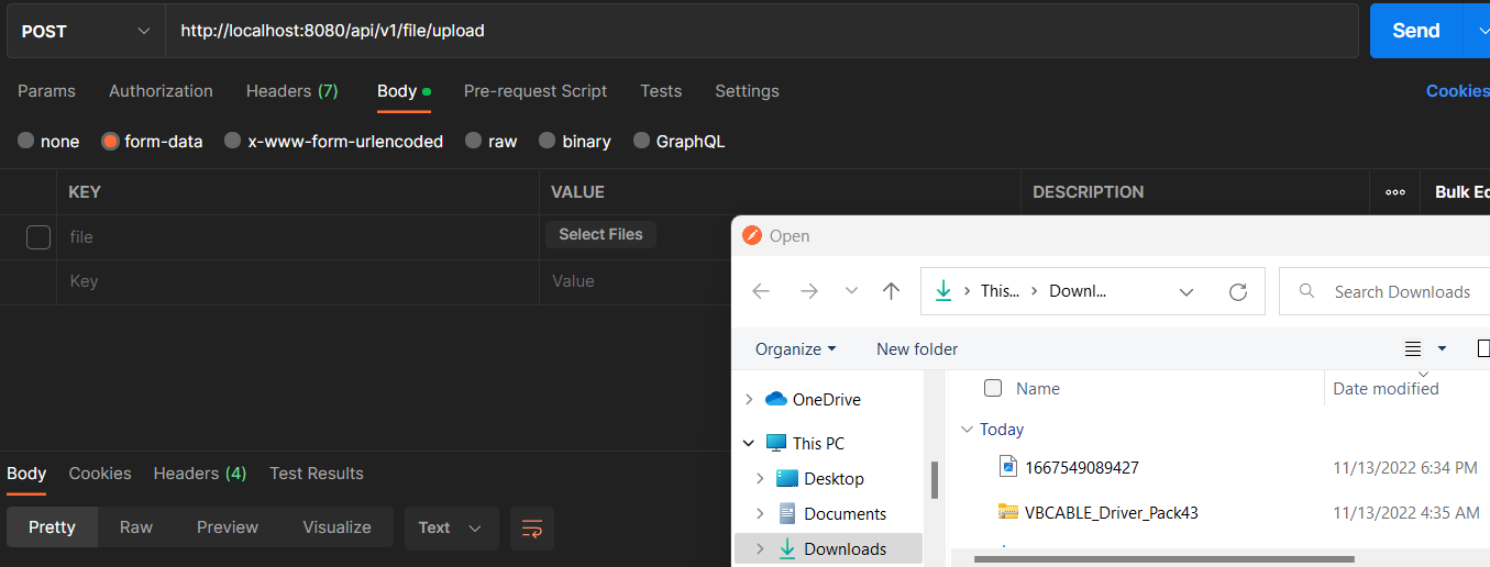 Upload file as form-data on Postman