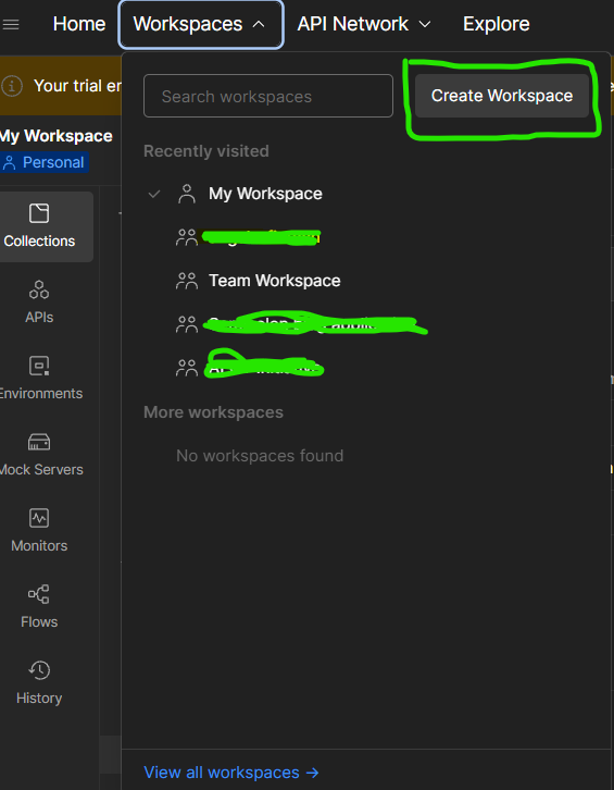 Creating a Workspace on Postman