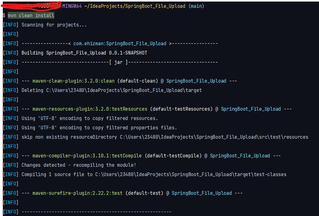 running mvn clean install command
