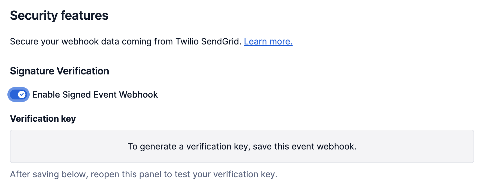 Signature verification key for SendGrid
