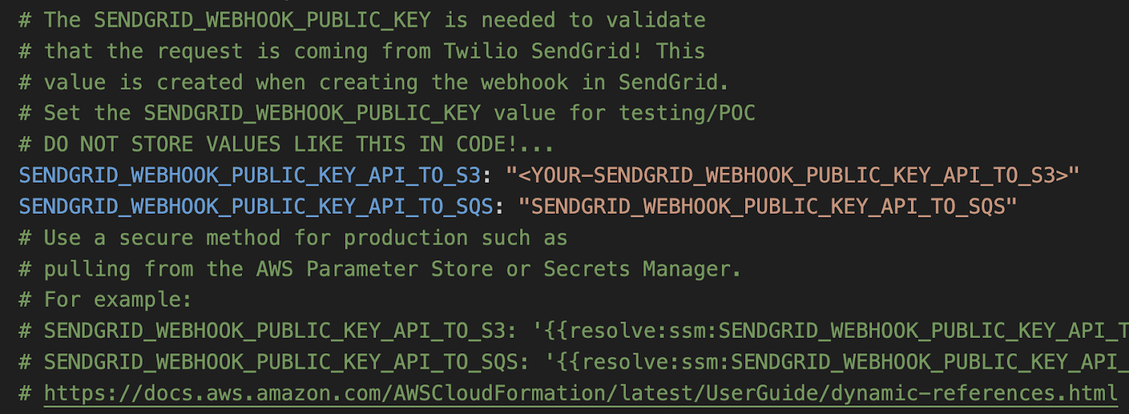 Username and password for SendGrid in a yaml file