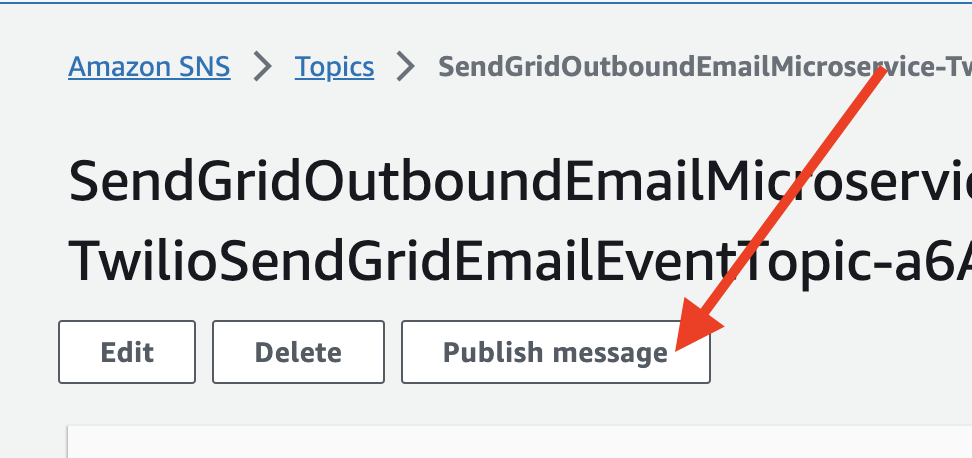 Publish the message to send a SendGrid email from Amazon SNS