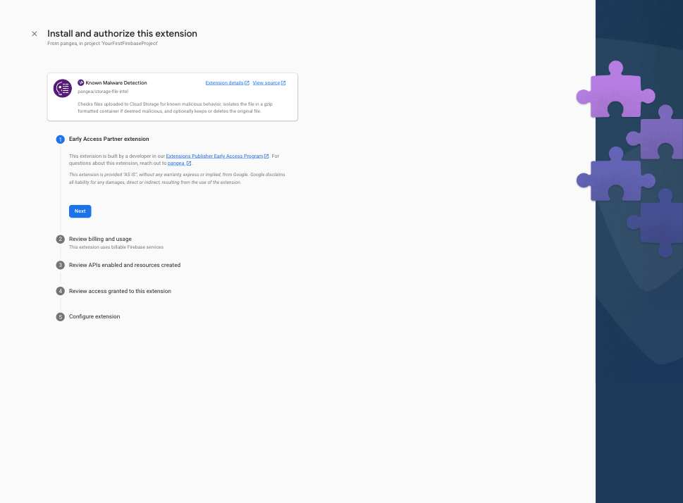 installation process for extension: Early Access Partner agreement