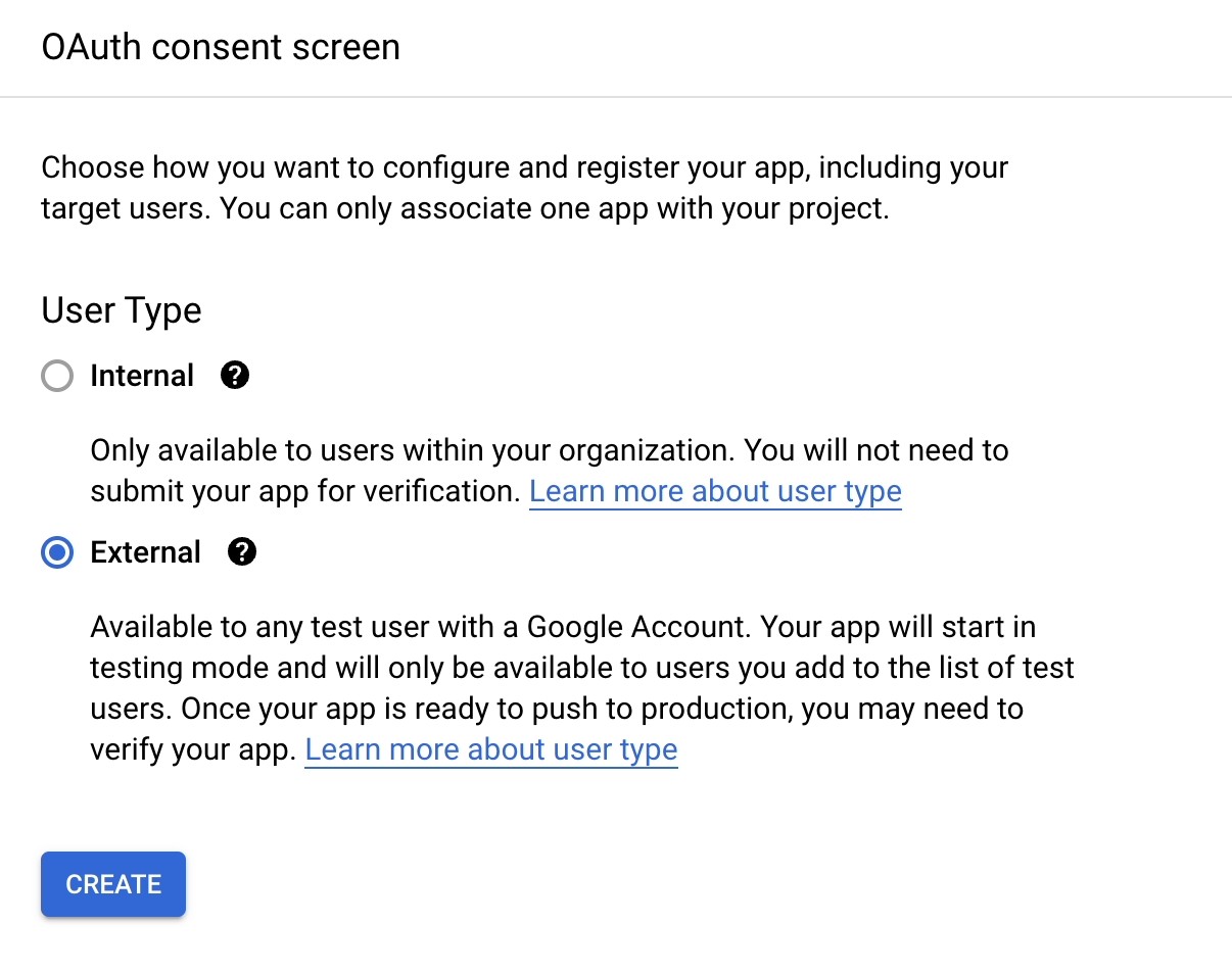 OAuth consent screen