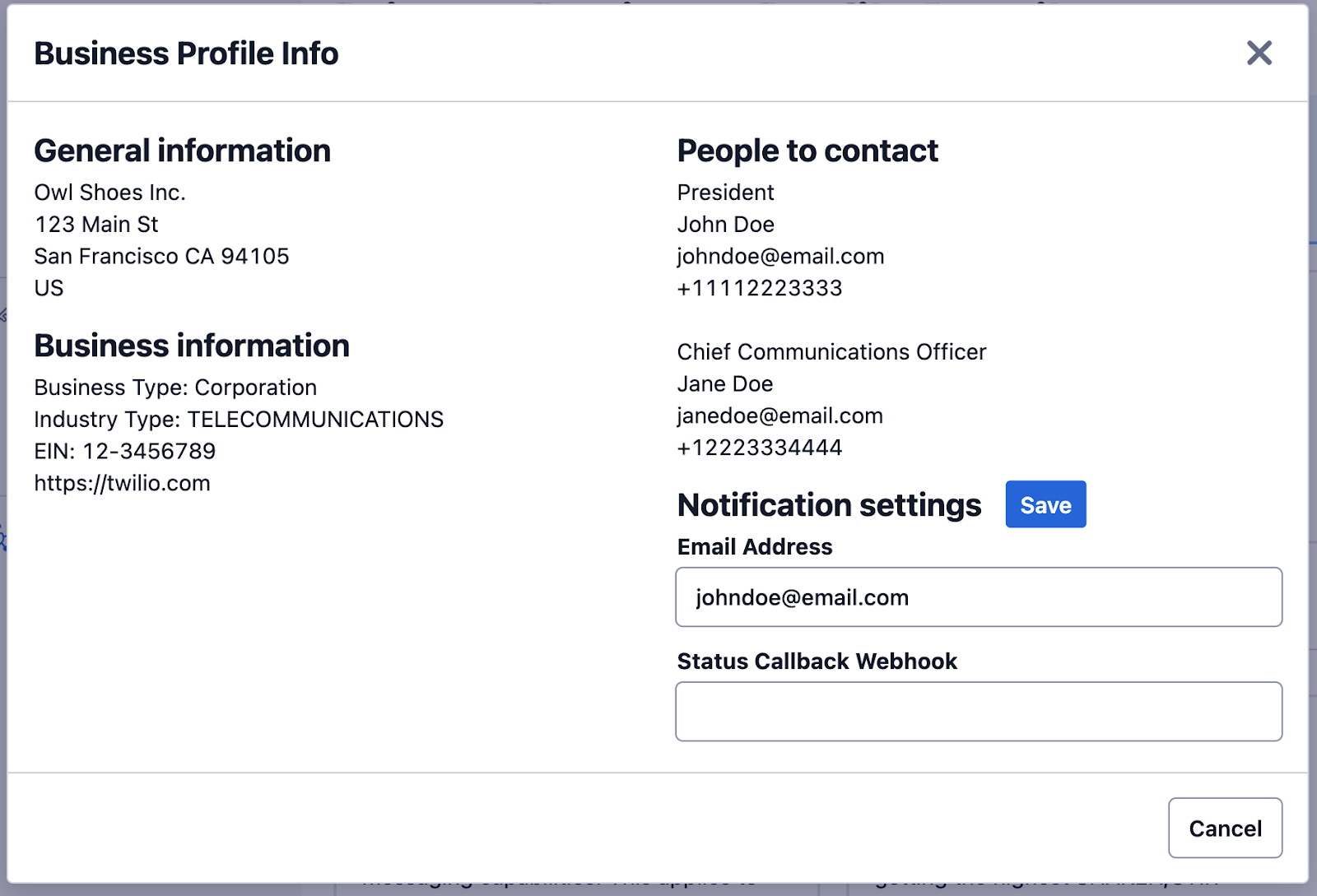 Twilio Trust Hub KYC example