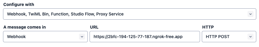 Twilio webhook configuration