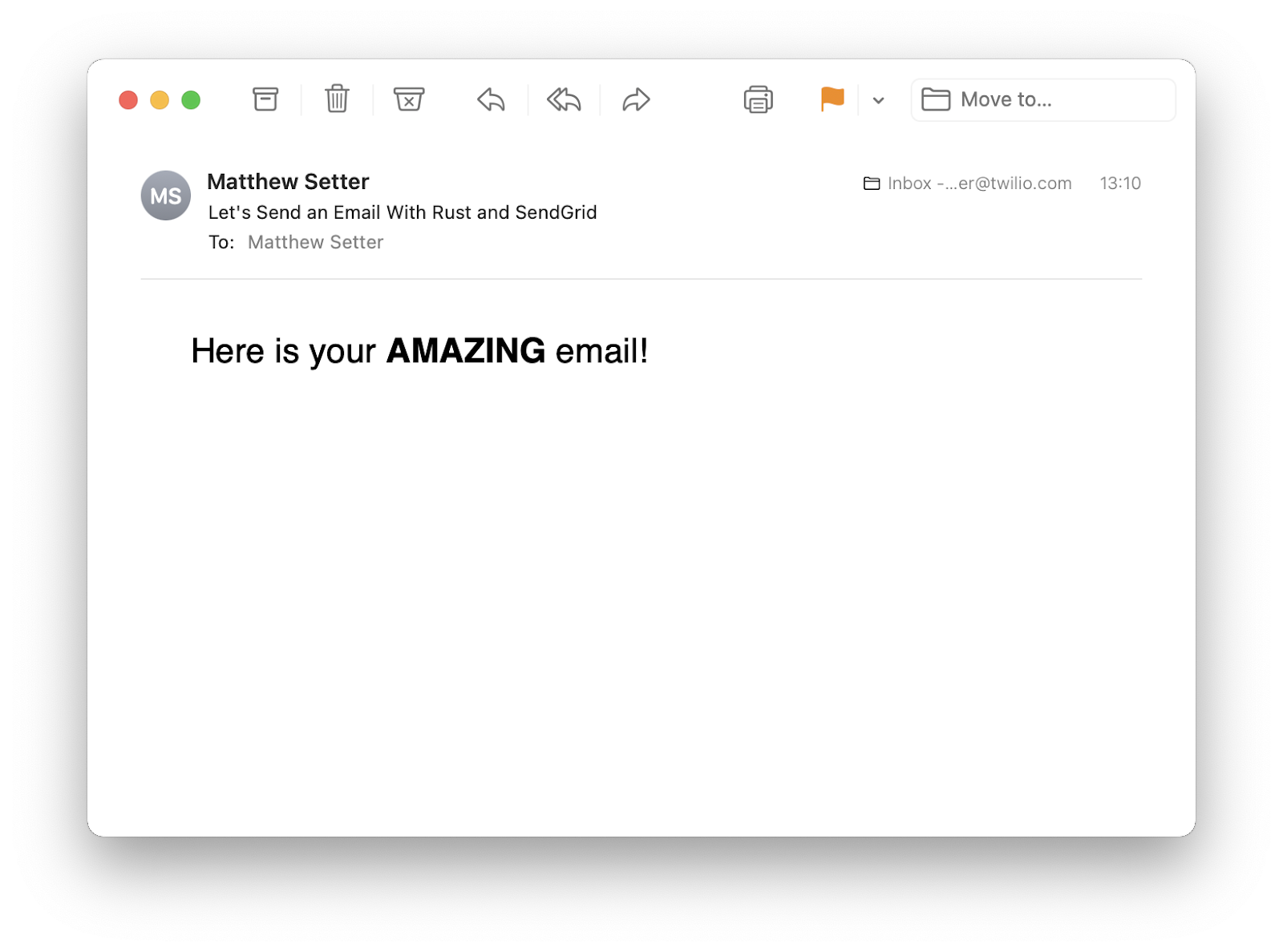 The received email in Apple Mail