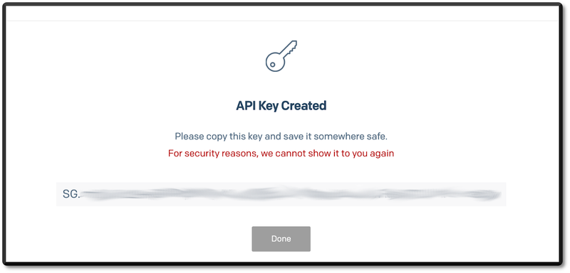 SendGrid API key created.
