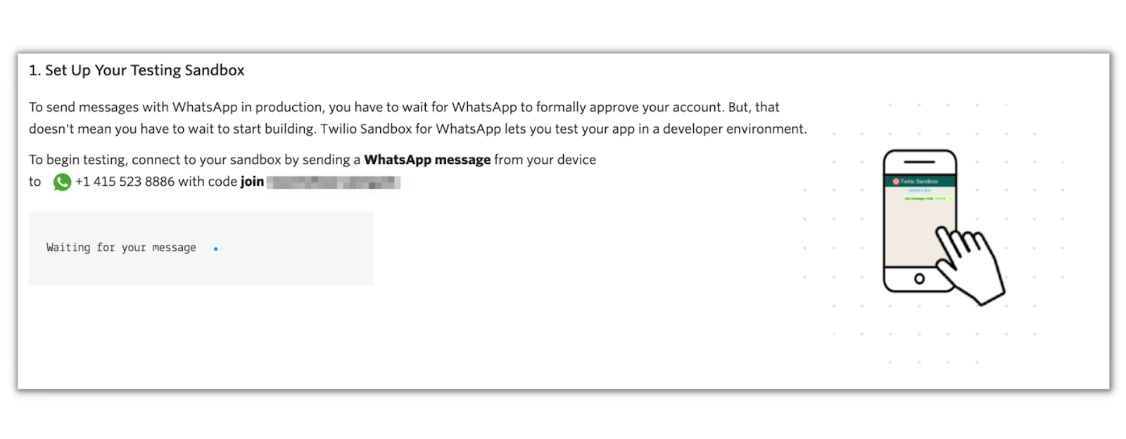 whatsapp sandbox settings in the twilio console