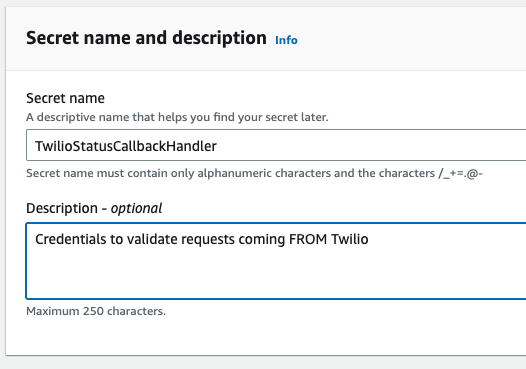 Naming secret values in AWS