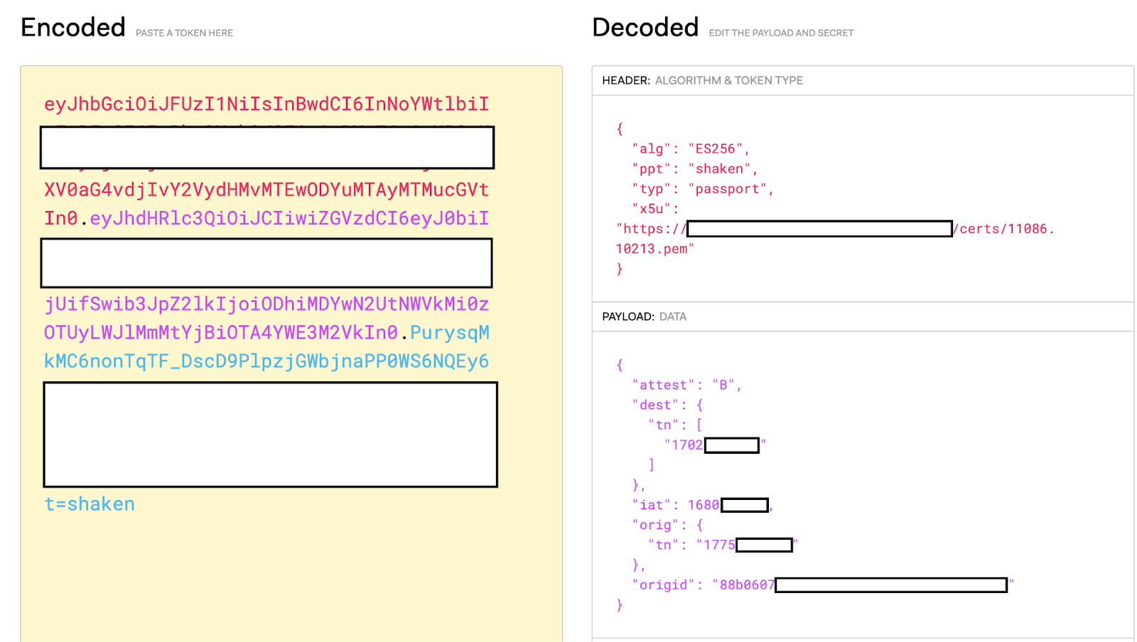 Decoding a token with jwt.io