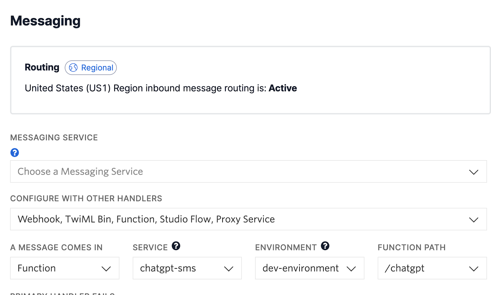 Twilio phone # configuration