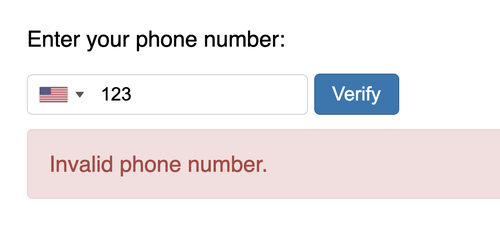 invalid phone number