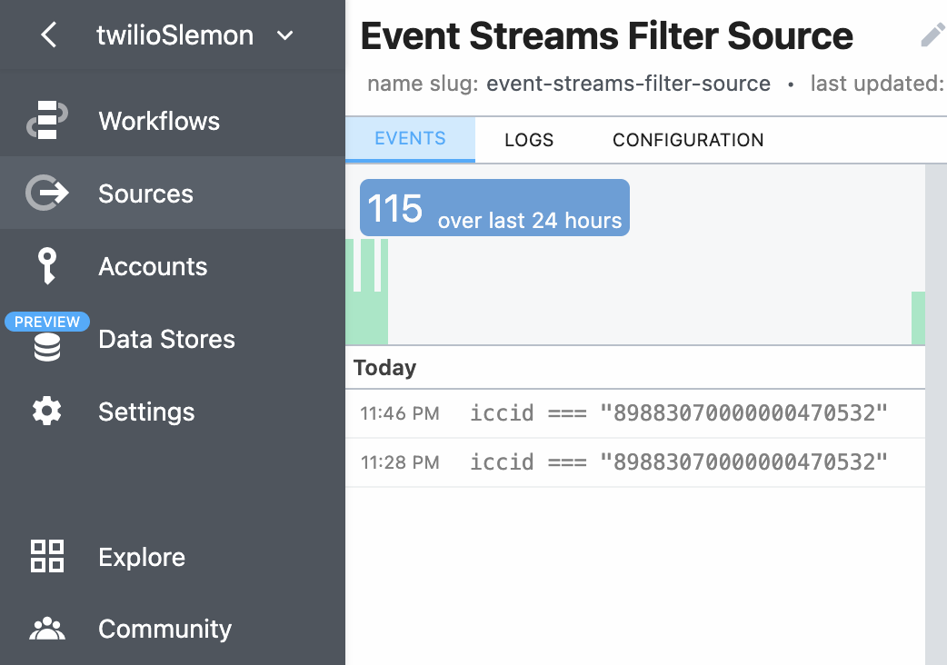 Event Streams Filter Source