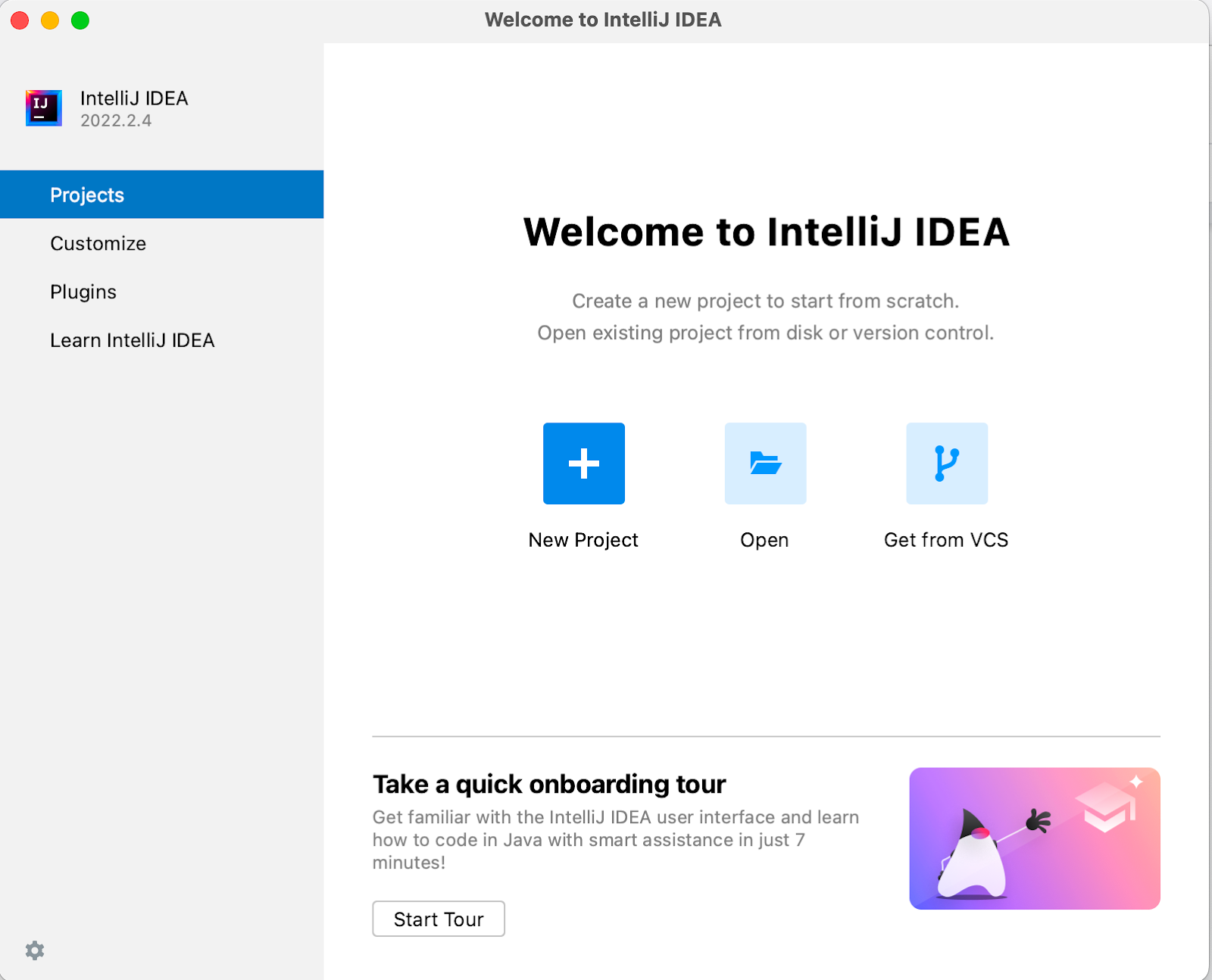 "Welcome to Intellij IDEA" window