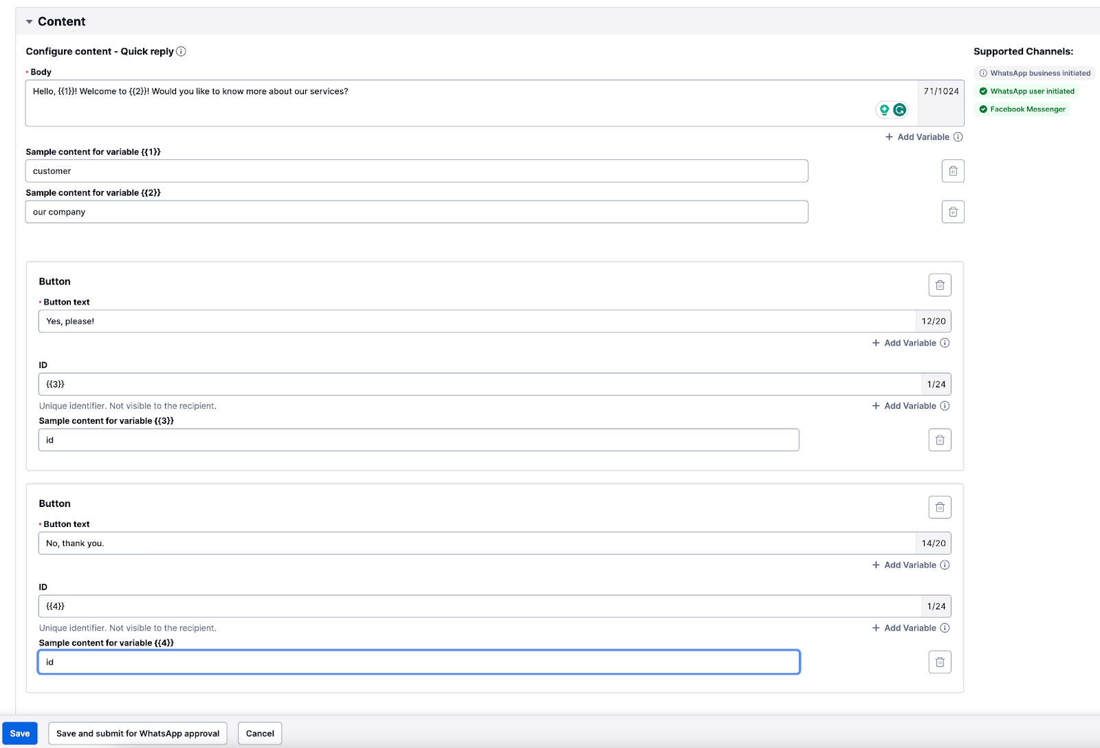 New Content Body and Variables