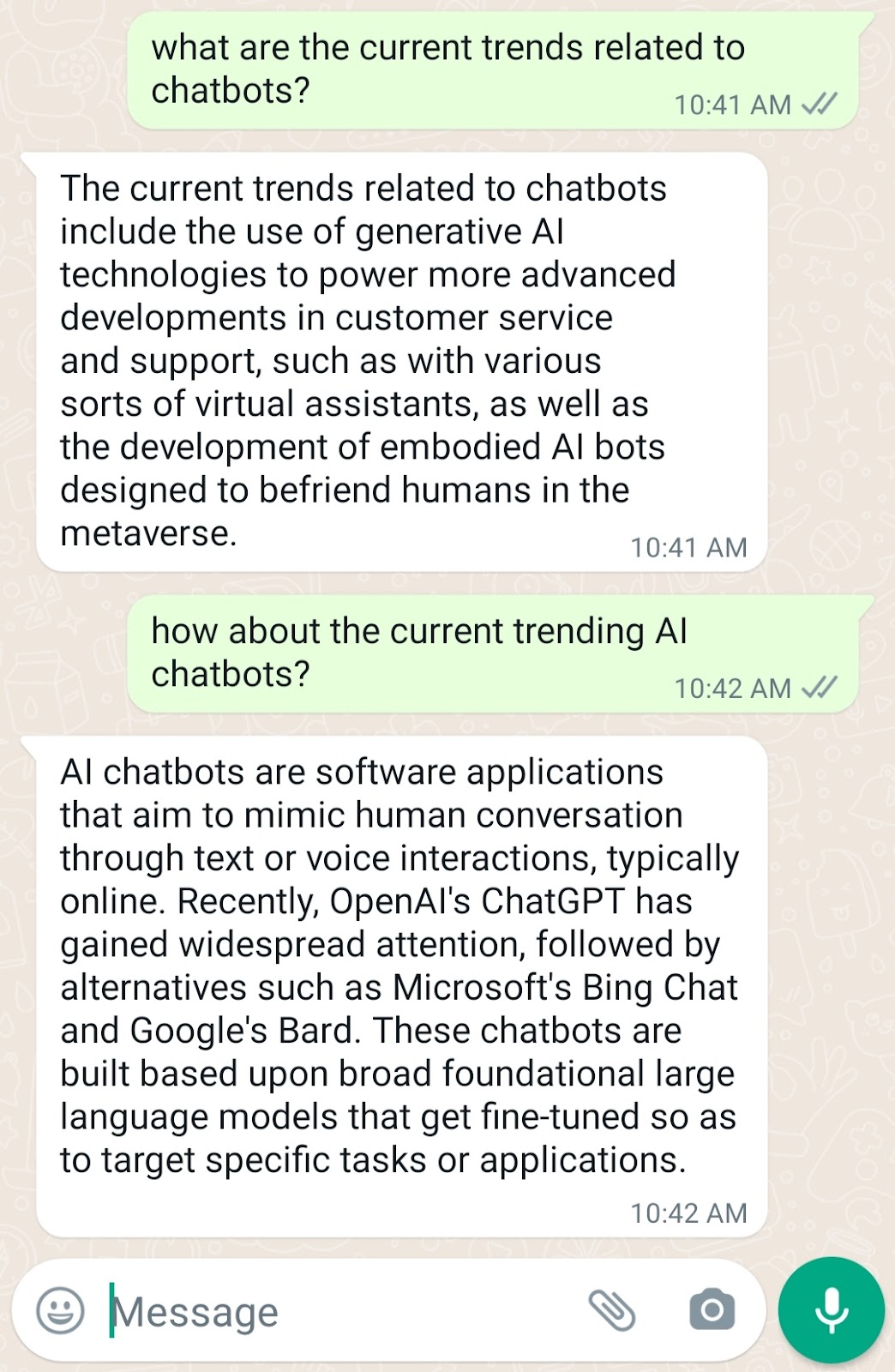 WhatsApp AI Wikipedia Chatbot