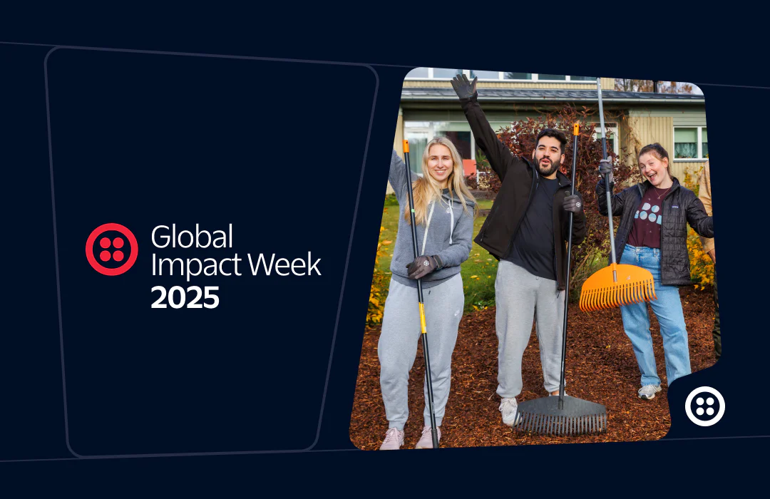 Volunteers Celebrating Global Impact Week 2025 Three volunteers with rakes, smiling and posing during Global Impact Week 2025.