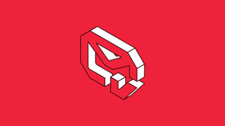 Red 3D geometric shape on a vibrant red background