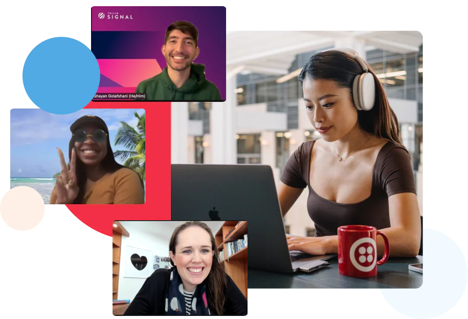 A collage of Twilio employees on video chat