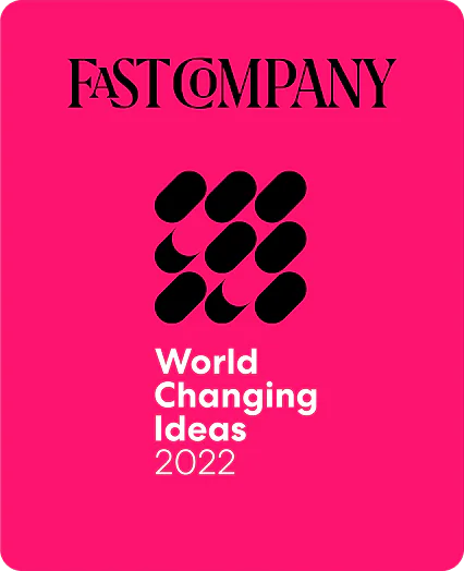Fast Company World Changing Ideas 2022 logo in black and pink design.