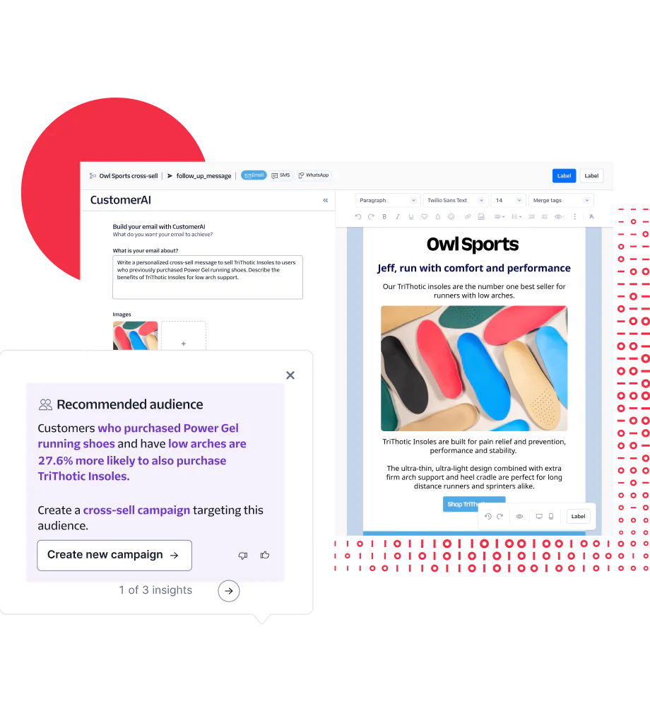 Customized email using CustomerAI for a recommended customer audience Customized email using CustomerAI for a recommended customer audience