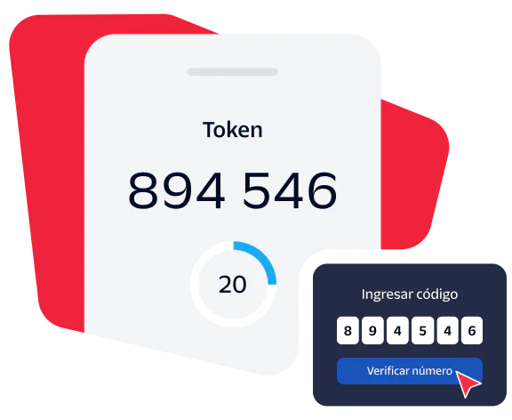 Authentication token number 894546 with a timer countdown and verification code entry field.