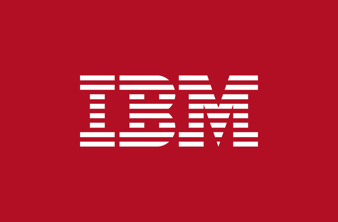 IBM logo with white text on a red background