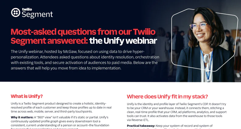 A Twilio Segment webinar Q&A session covering Unify platform features, integration, and governance.