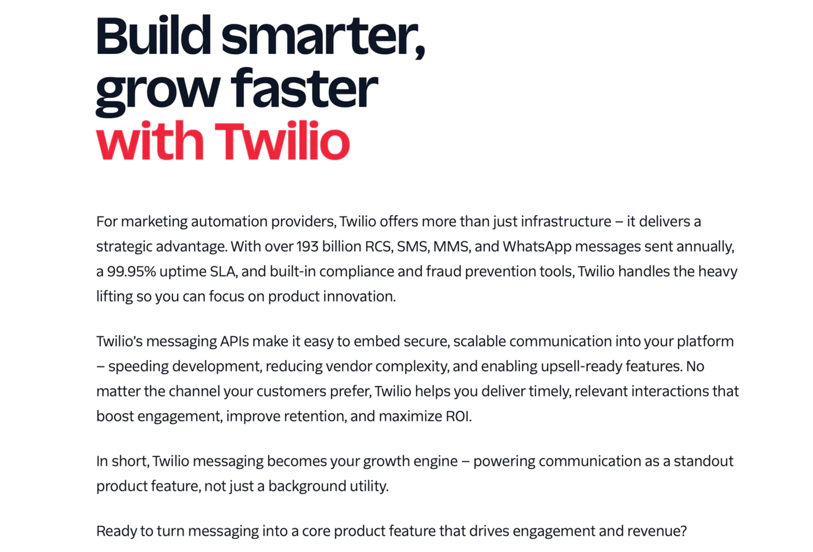 Marketing benefits of Twilio messaging services for communication and growth.