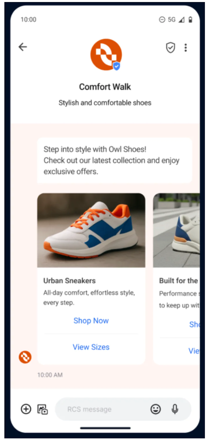 Promotional Message for Comfort Walk Shoes Mobile screen displaying promotional offers for Comfort Walk shoes with images and descriptions.