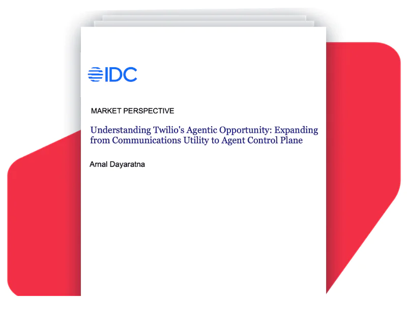 Front cover of the 2026 IDC Market Perspective report discussing the transition from communications utility to Agentic Control Plane.