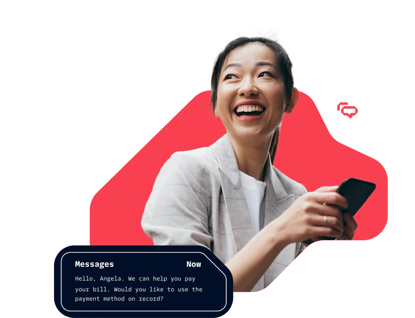 Woman with headset at a desk helping a customer make a payment